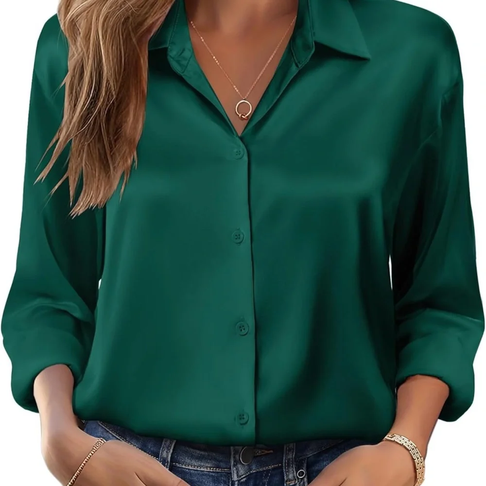 Elegant Green Women's Blouse - Picture 4 of 5